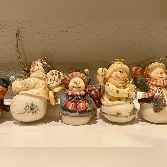 6 Vintage Ceramic Snowmen Ornaments - Picture 2 of 4